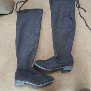 Black Suede Over-the-Knee Boots